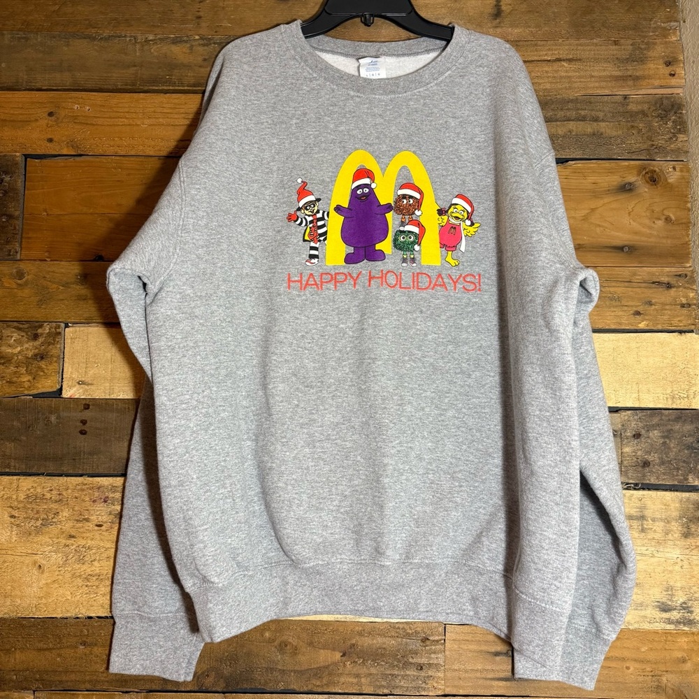 Vintage (?) McDonald’s Christmas Sweatshirt Grimace Birdie Hamburgler Fry Guys L